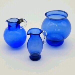 Miniature Glass Pitcher Vase Set